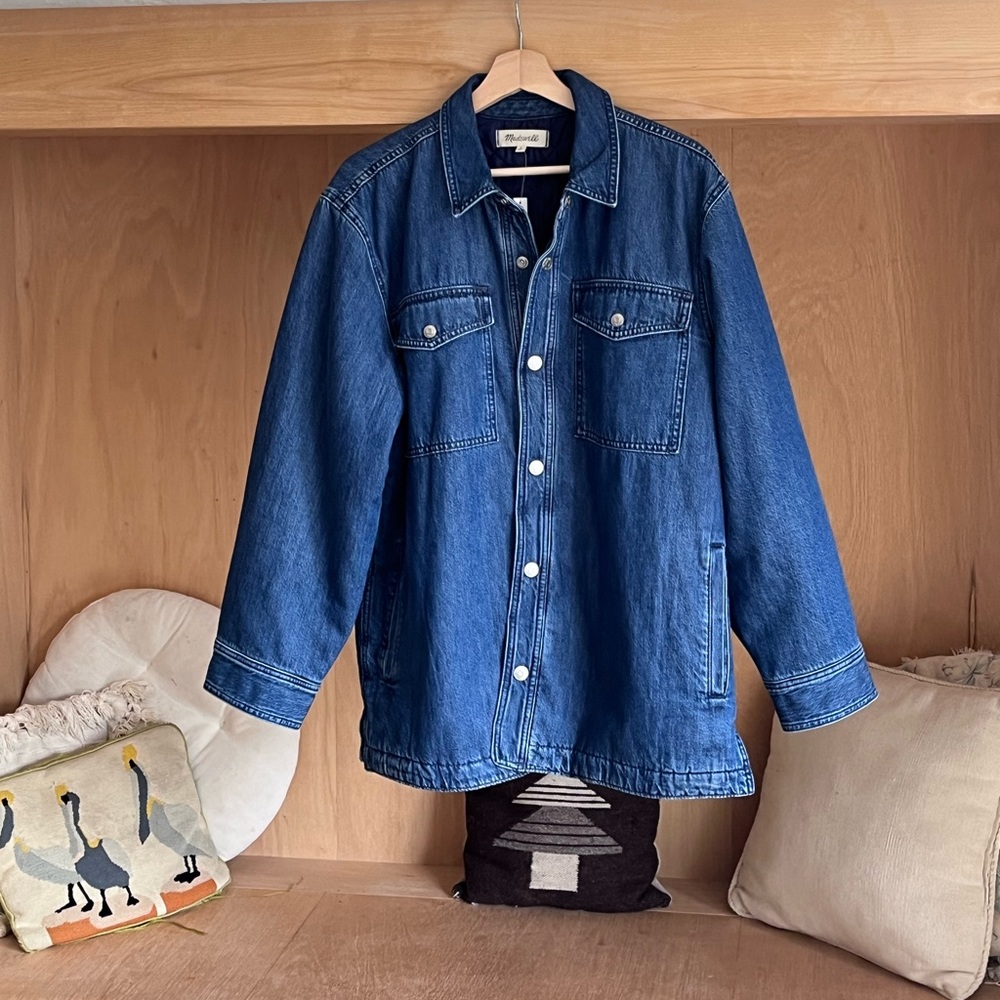 Madewell Quilted Denim Jacket ~ Oversized Style ~ Size M